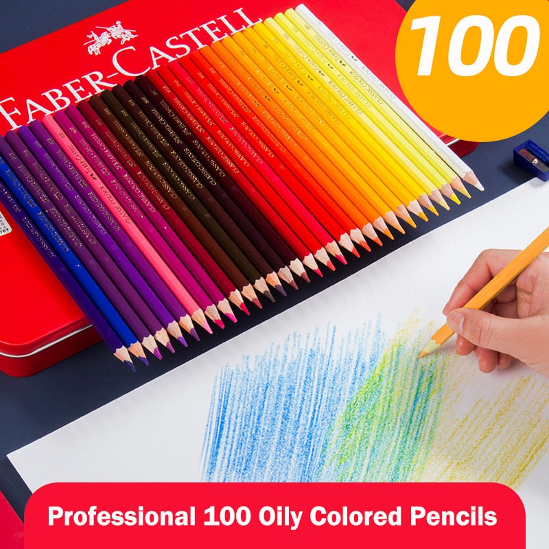FABER-CASTELL 100Colors Oily Colored Pencils Tin Box Set For Artist S –  AOOKMIYA